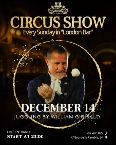 William Giribaldi en el London Bar. Número de malabares.